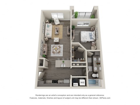1 bed 1 bath floor plan B at Trinity Woods, Independence, MO, 64015